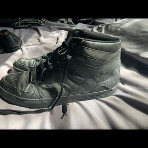 Black adidas basketball shoes